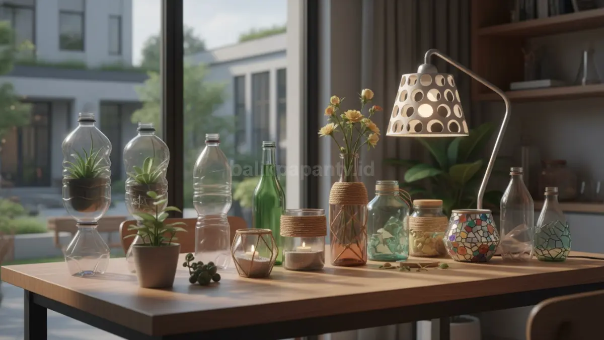 Botol bekas plastik dan kaca diolah jadi barang kreatif di rumah
