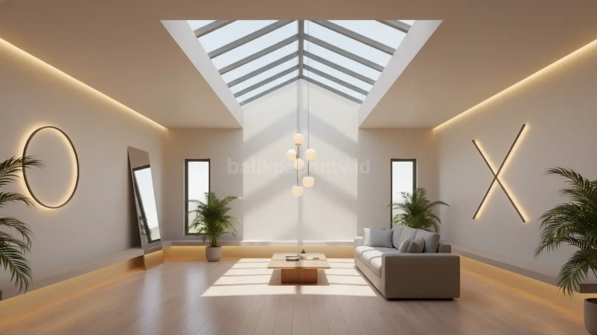 Cahaya Skylight memberi pencahayaan ruangan dramatis