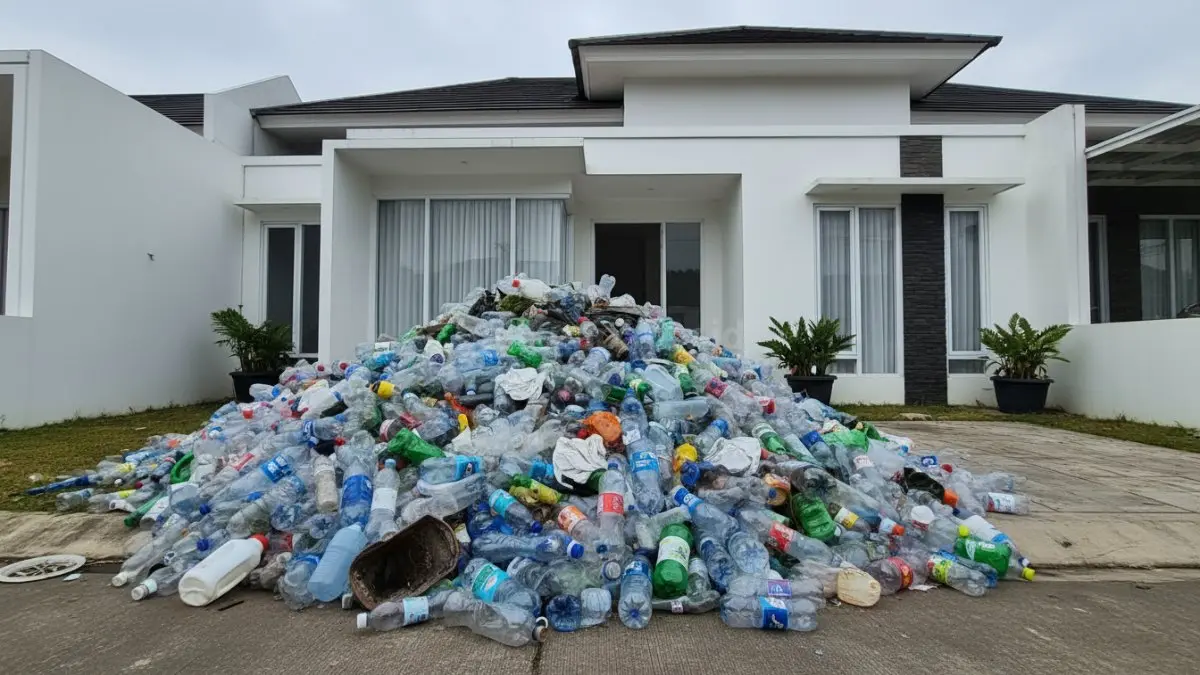Contoh botol bekas yang menumpuk tanpa pengelolaan
