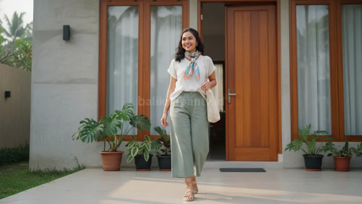 Contoh outfit nyaman berbahan katun ringan untuk aktivitas harian di iklim tropis
