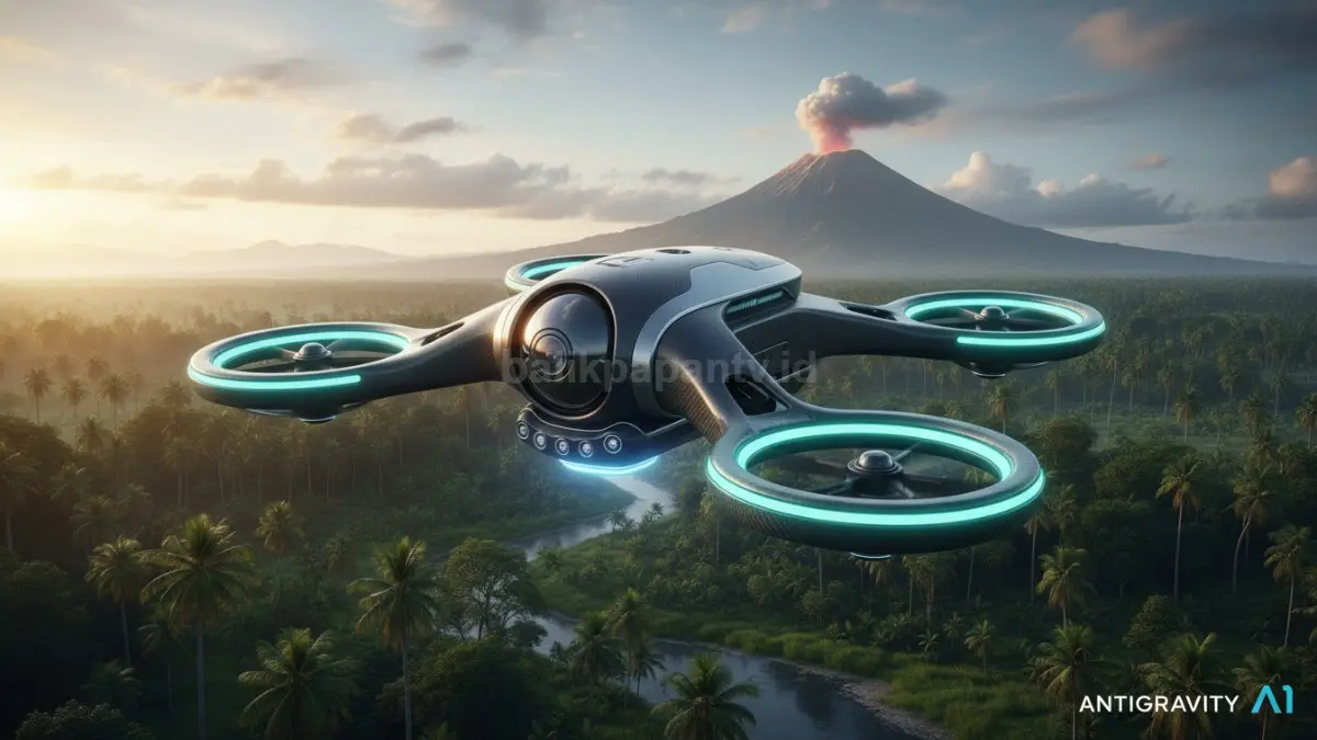 Drone Antigravity A1 dengan kamera 360, tampil beda tanpa gimbal di udara.