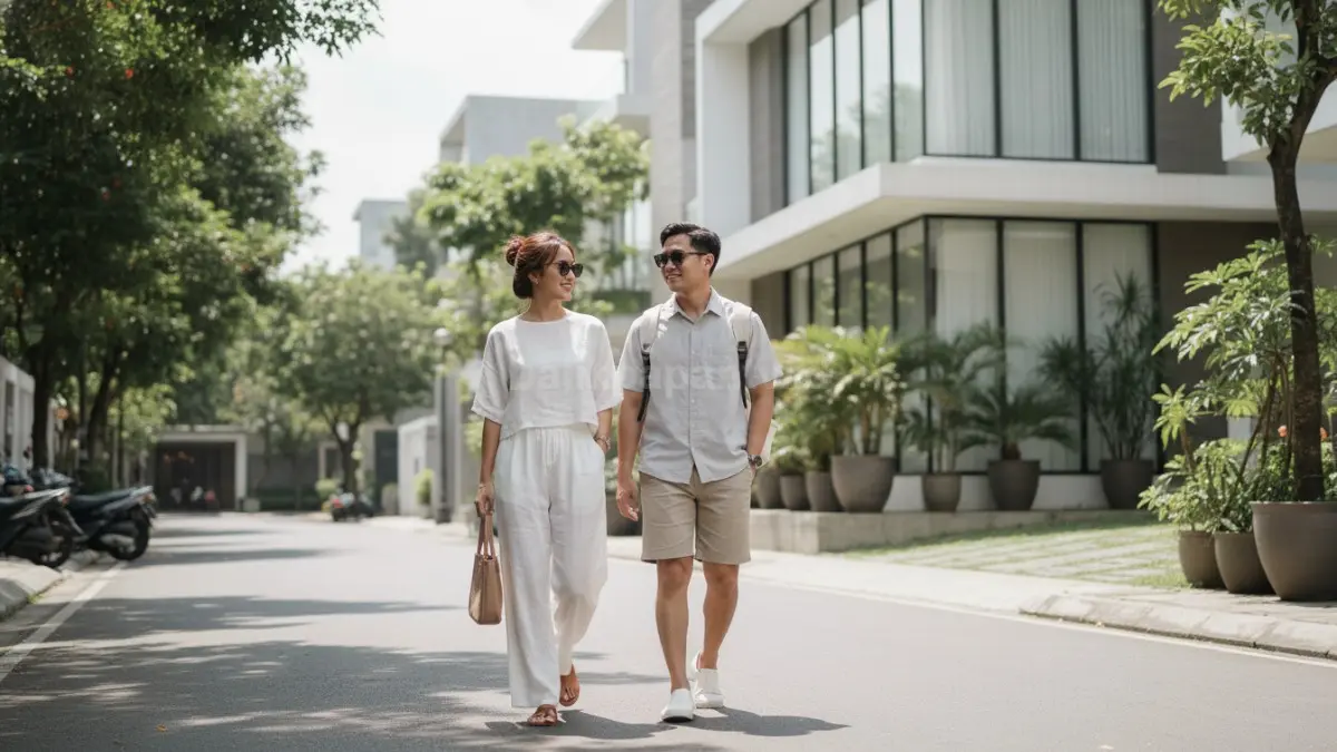 Gaya fashion modern minimalis dengan outfit ringan cocok cuaca panas dan aktivitas harian urban
