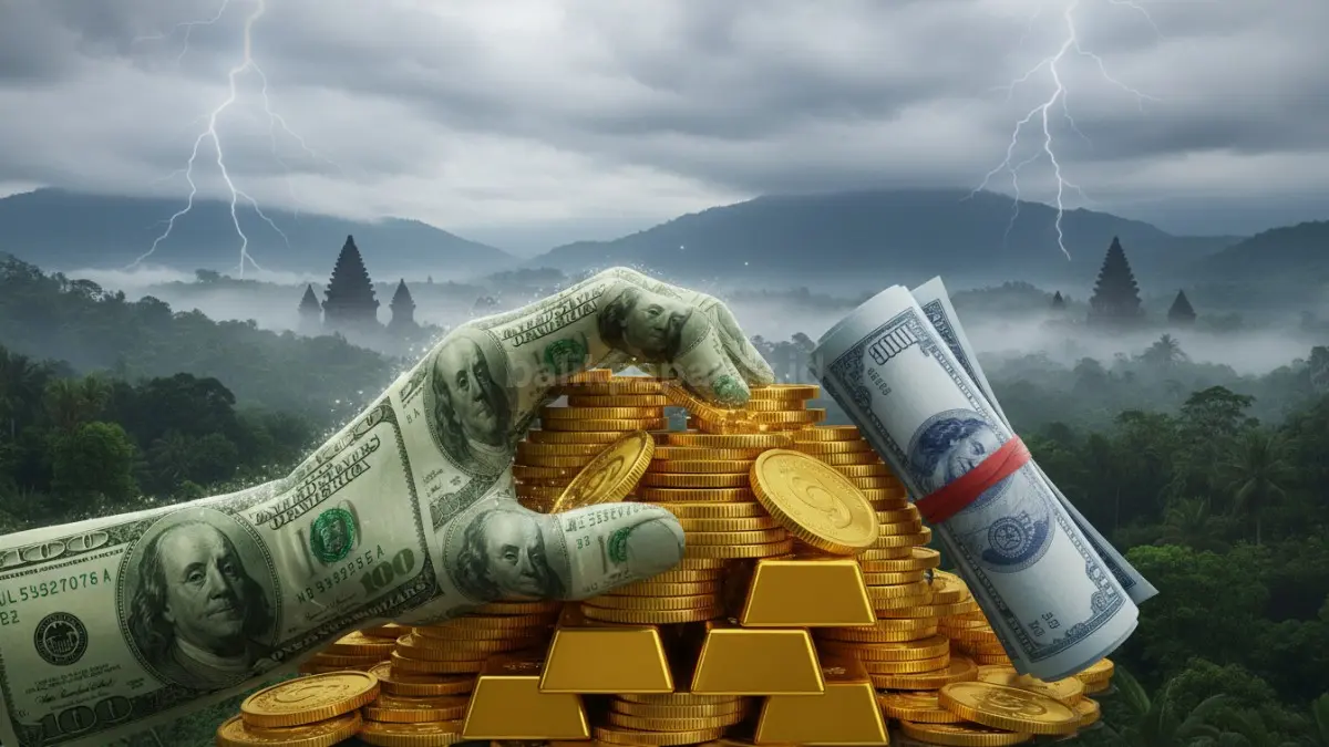 Ilustrasi dolar dan obligasi sebagai faktor penekan harga emas