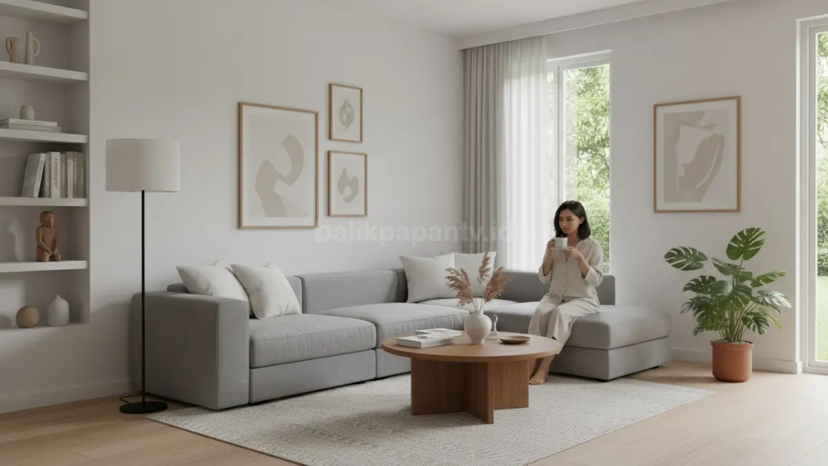 Interior minimalis dengan warna netral dan aksen dekorasi sederhana yang elegan