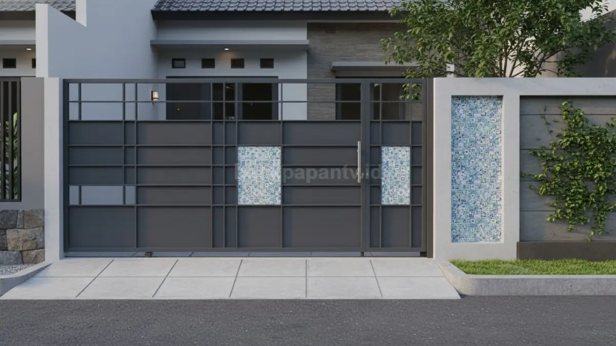 Pagar minimalis full frame alloy + aksen keramik spot
