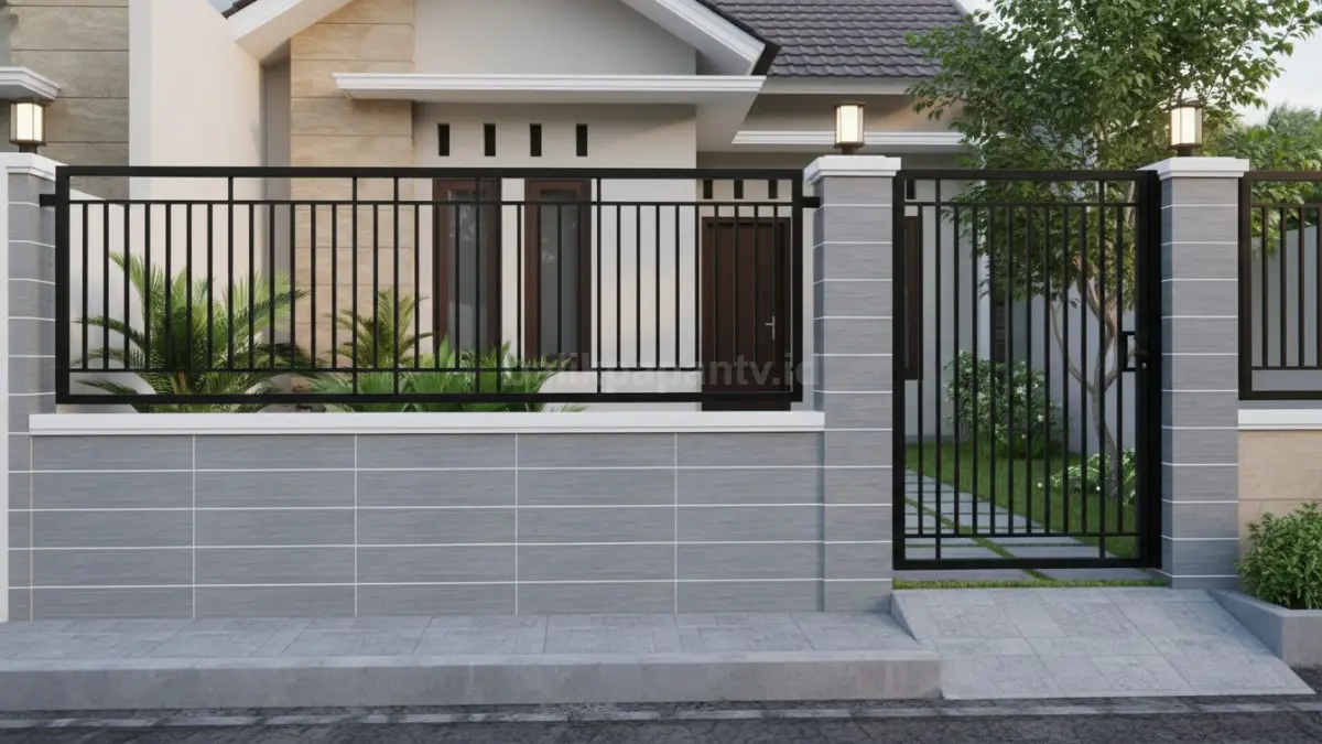 Pagar rumah variasi desain pagar minimalis keramik dan besi alloy model terbaru 2026