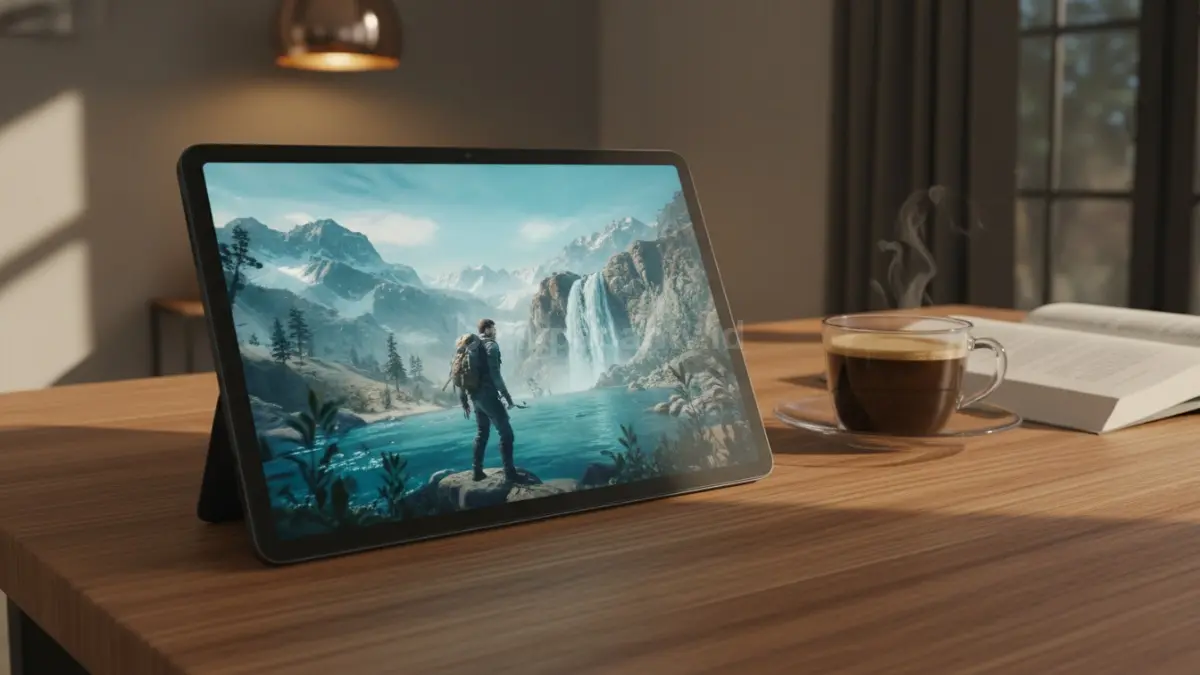 Tablet Redmi Pad 2 menampilkan layar 2,5K tajam saat digunakan nonton video.