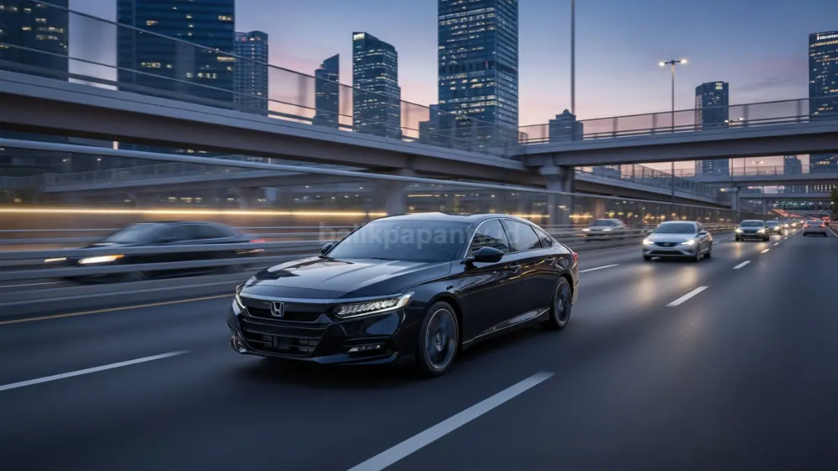 Tampilan Honda Accord Hybrid RS 2026 di jalan tol, tampil elegan dan modern