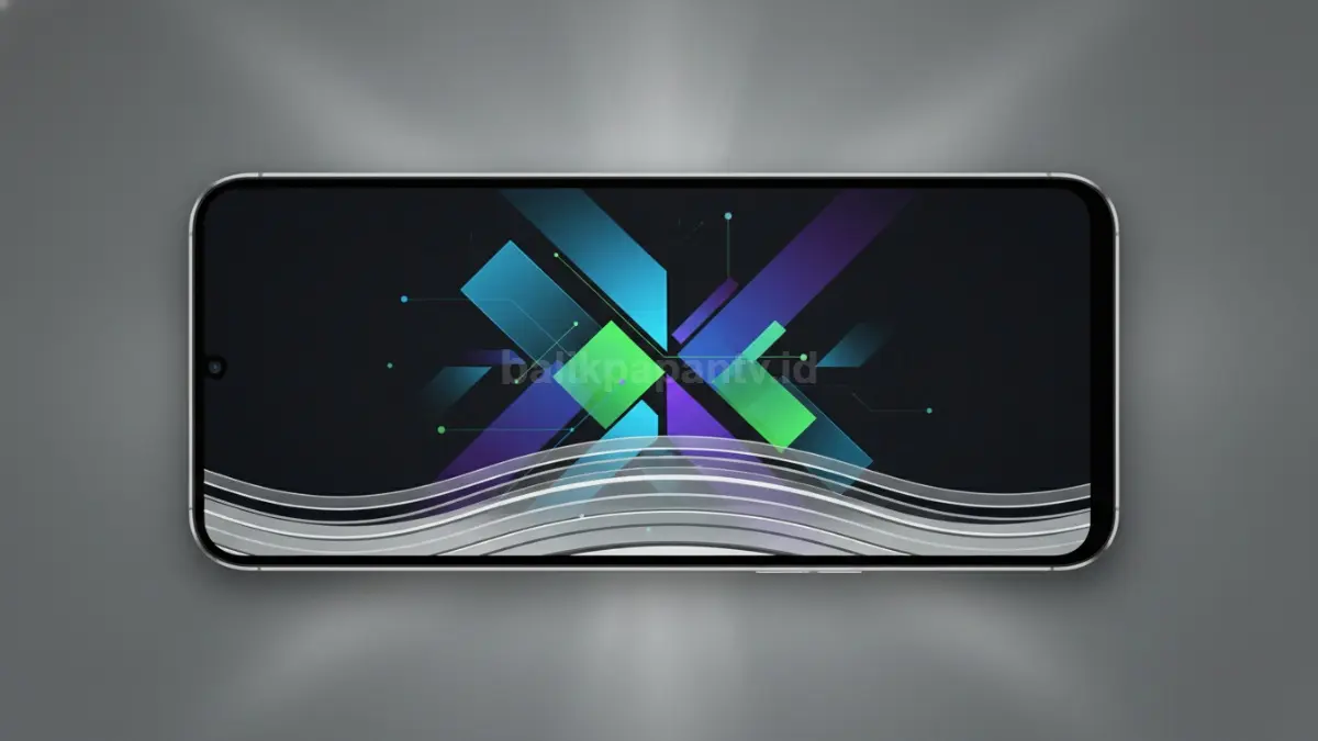 Tampilan layar AMOLED lebar dengan desain flat modern.