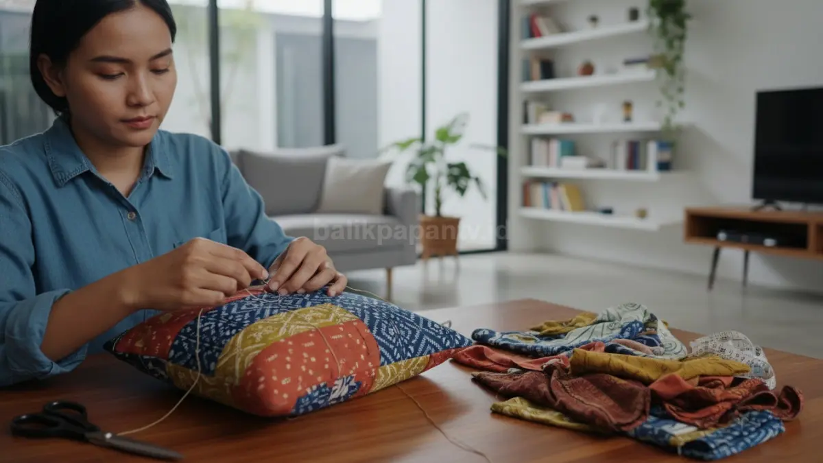 Teknik menjahit sederhana untuk sarung bantal dari kain lama
