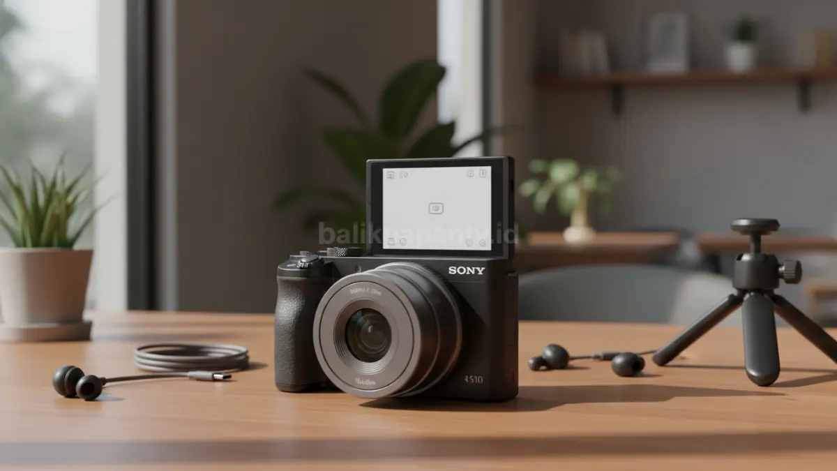 Kamera Sony a5100 ringkas dengan desain minimalis yang masih relevan dipakai konten kreator masa kini.