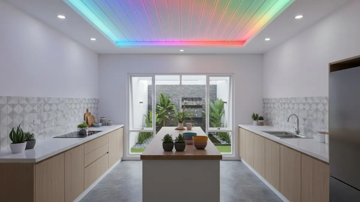 LED Warna-Warni  Variatif, cocok buat dapur playful atau modern artistik.