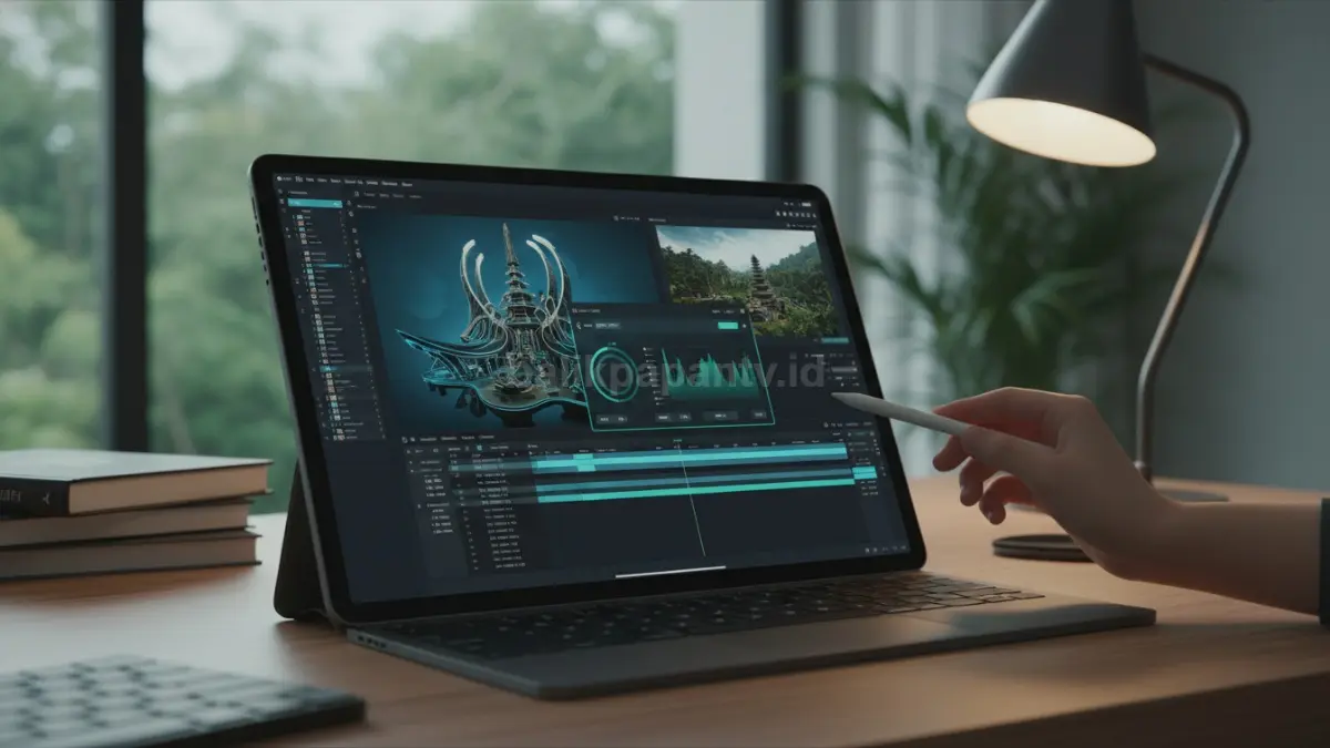 Tampilan multitasking iPad Pro 2020 saat menjalankan aplikasi berat.