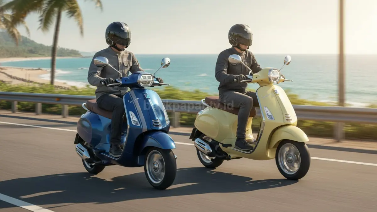 Vespa Sprint dan Primavera 180cc tampil dengan desain baru dan fitur modern di jalan.