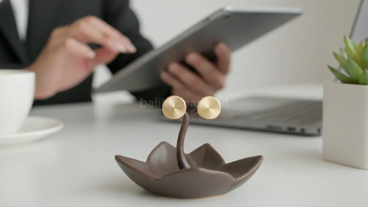 Contoh anting bulat kecil yang cocok untuk aktivitas kerja harian
