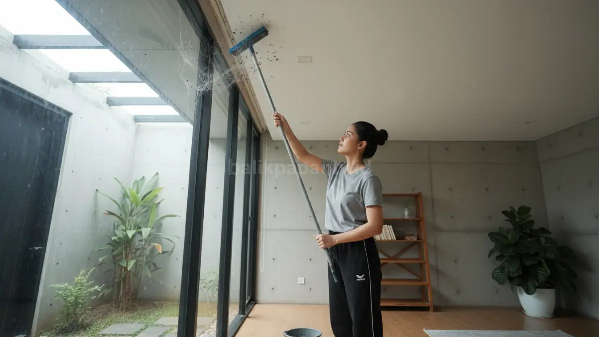Membersihkan sudut ruangan tersembunyi yang sering jadi sarang laba-laba
