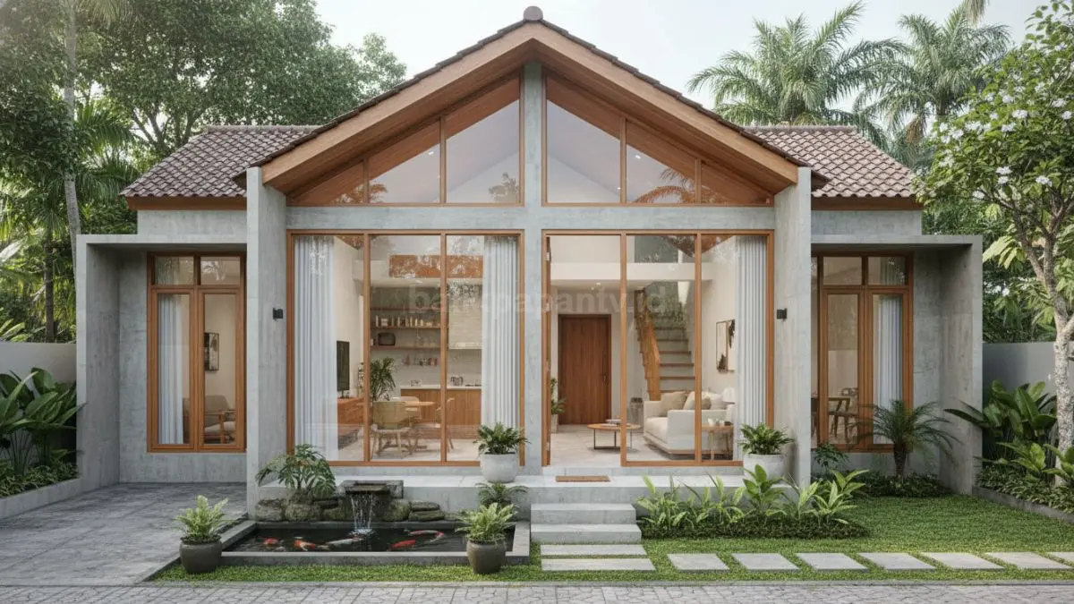Rumah open space dengan jendela besar dan cahaya alami melimpah, menciptakan kesan luas, terang, dan nyaman meski ukuran hunian terbatas