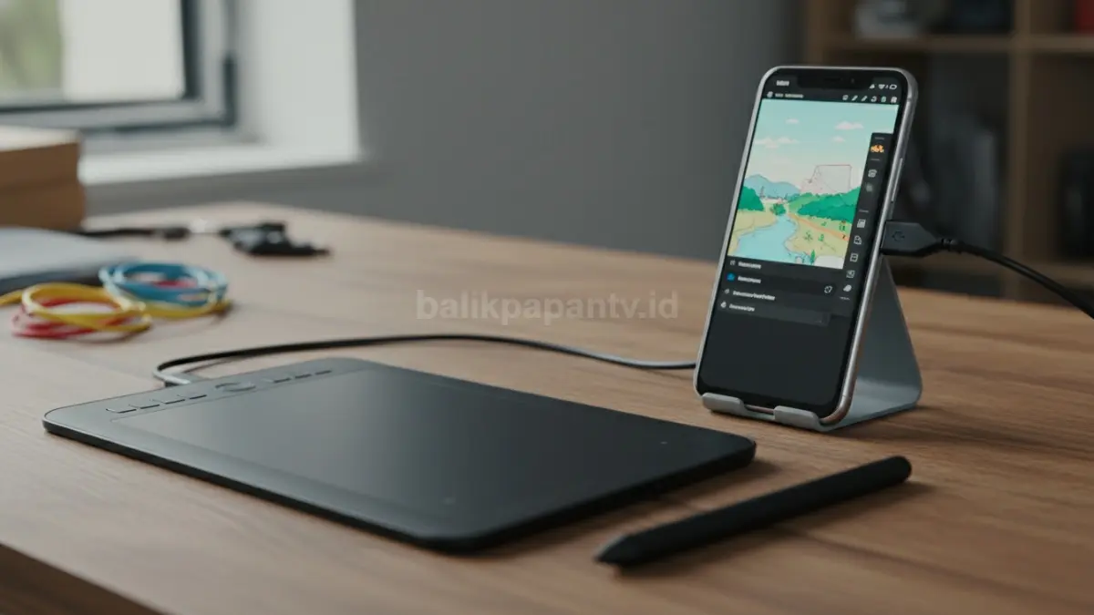 Setup pen tablet Huion H430P terhubung ke HP Android menggunakan OTG.