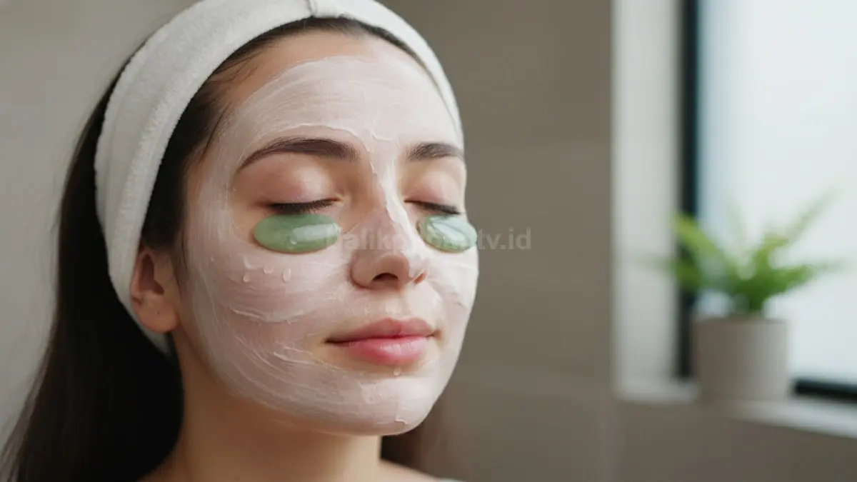 Wajah kemerahan dengan perawatan skincare yang menenangkan
