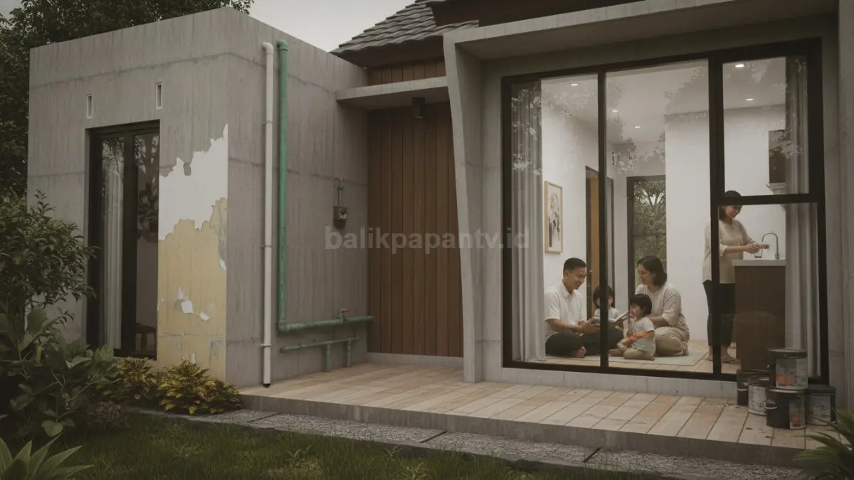 Cat tembok lama mengelupas di rumah sebagai sumber paparan timbal tersembunyi