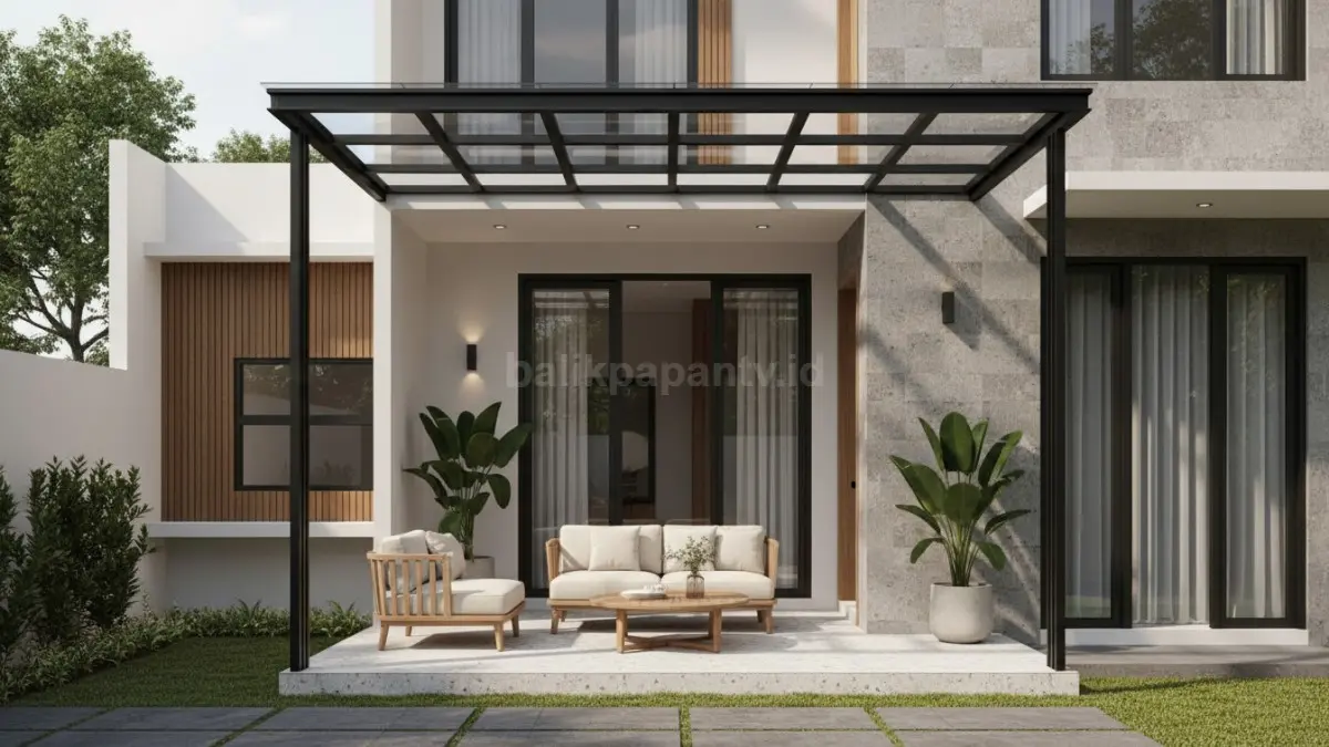 Kanopi flat minimalis tanpa lengkungan