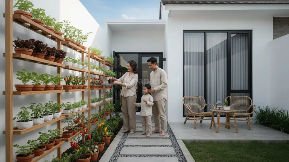 Sayuran mini di pot kecil mempercantik halaman rumah modern