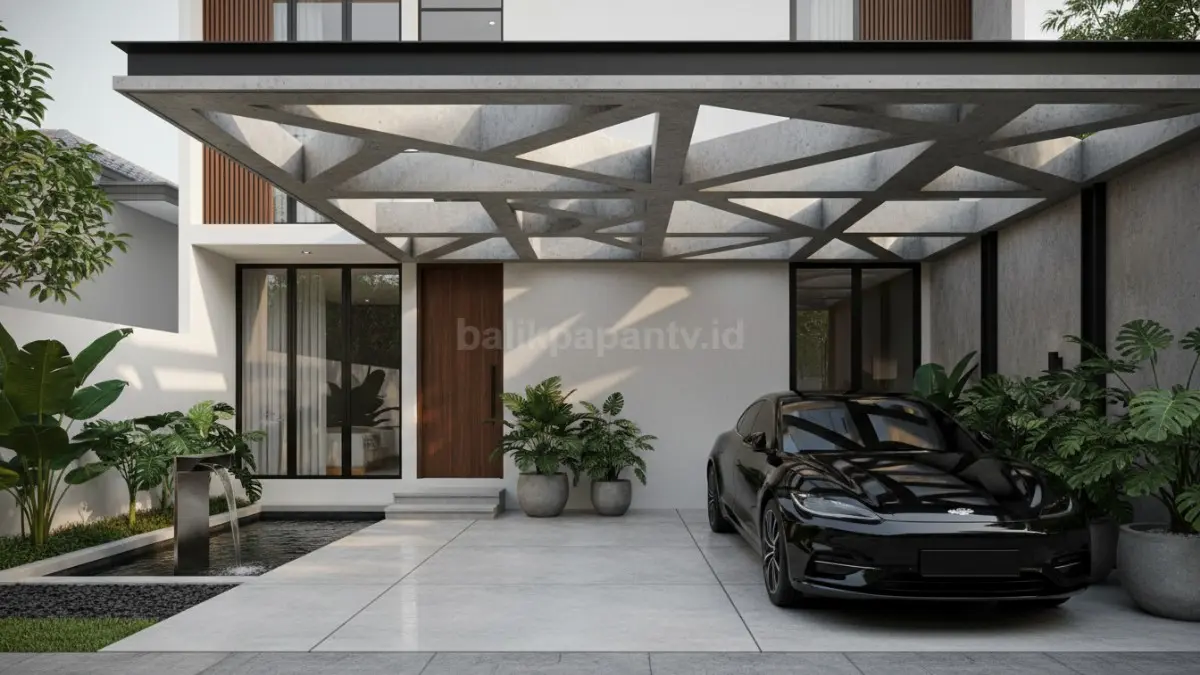 Carport Beton dengan Desain Geometris