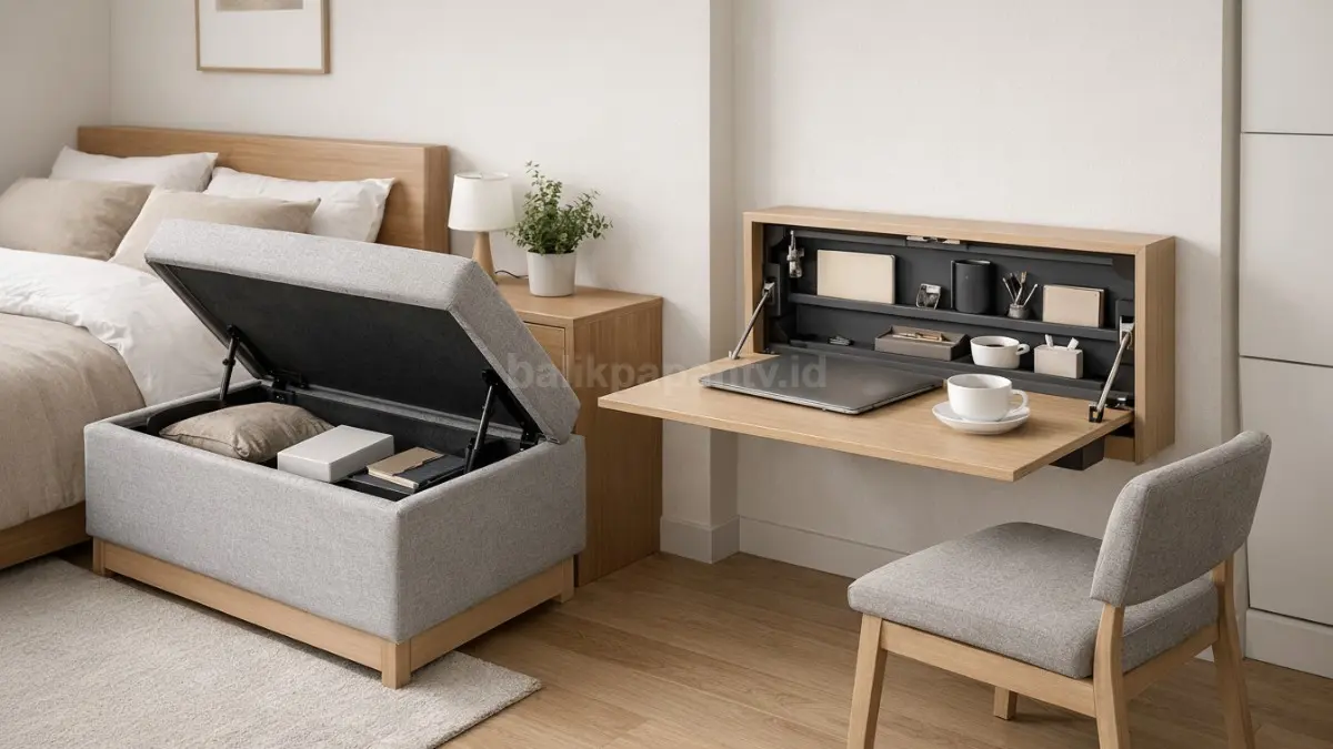 Storage tersembunyi di balik furnitur.