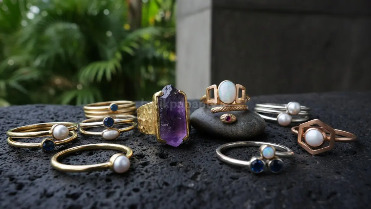 Beragam model cincin seperti stacking, statement, dan custom yang sedang tren.
