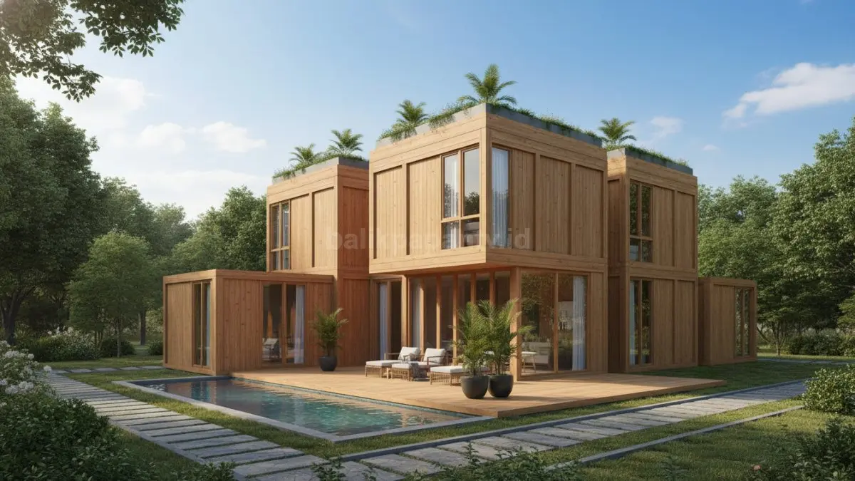 Desain rumah kayu modular praktis dan efisien
