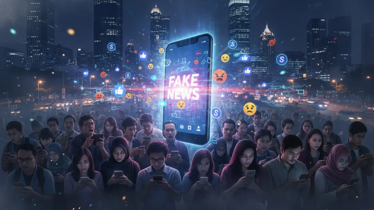 Ilustrasi media sosial dengan penyebaran informasi viral yang memicu kontroversi