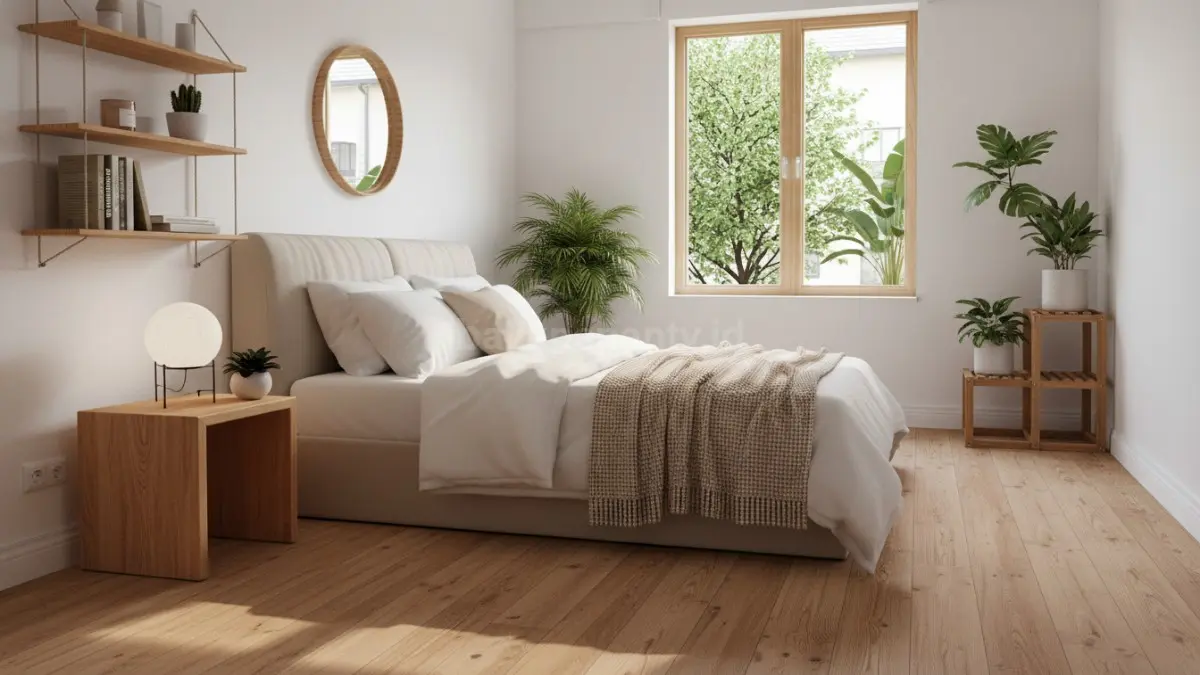 Kamar Natural Cozy dengan Sentuhan Kayu