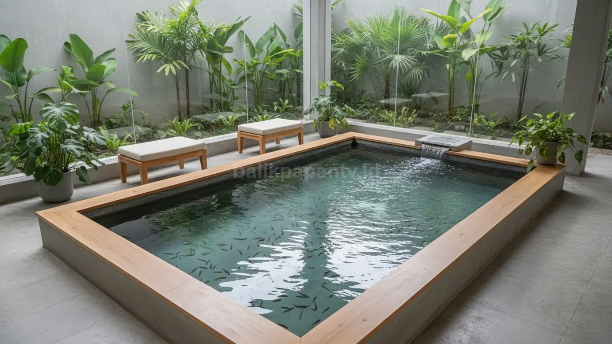 Kolam ikan terapi kaki di rumah dengan desain sederhana dan nyaman
