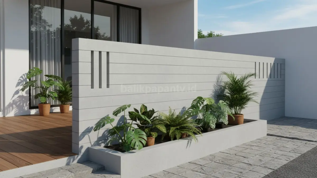 Pagar Beton Minimalis dengan Ornamen Halus