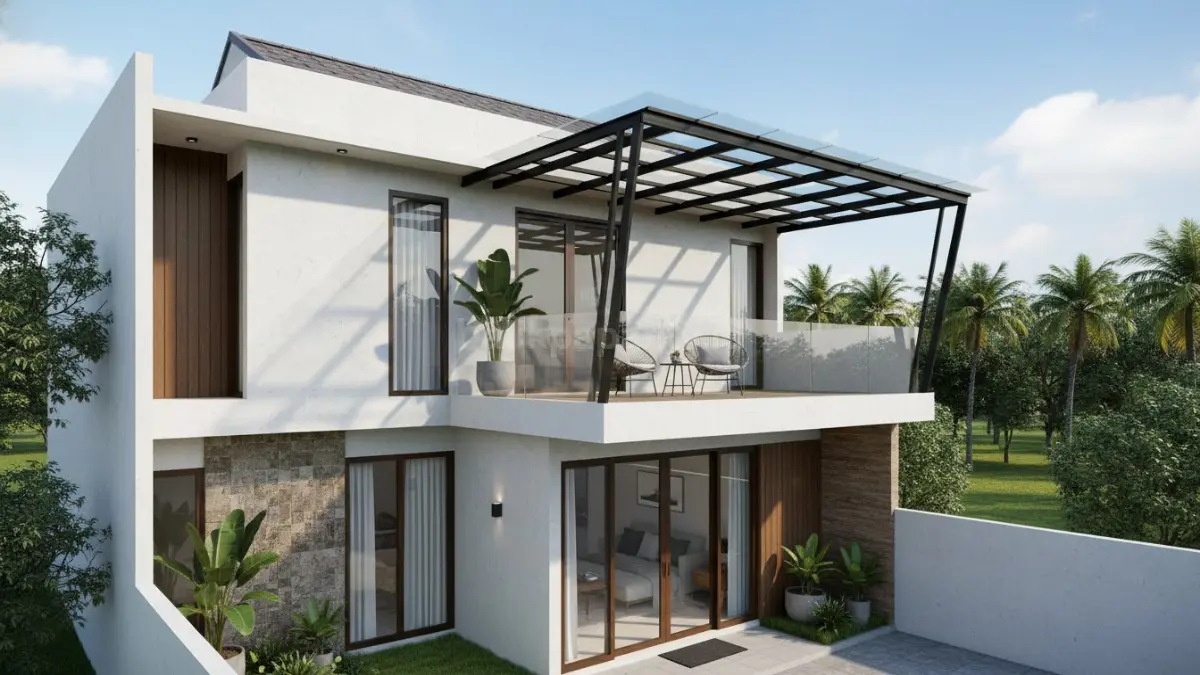 Teras Dak dengan Kanopi Modern