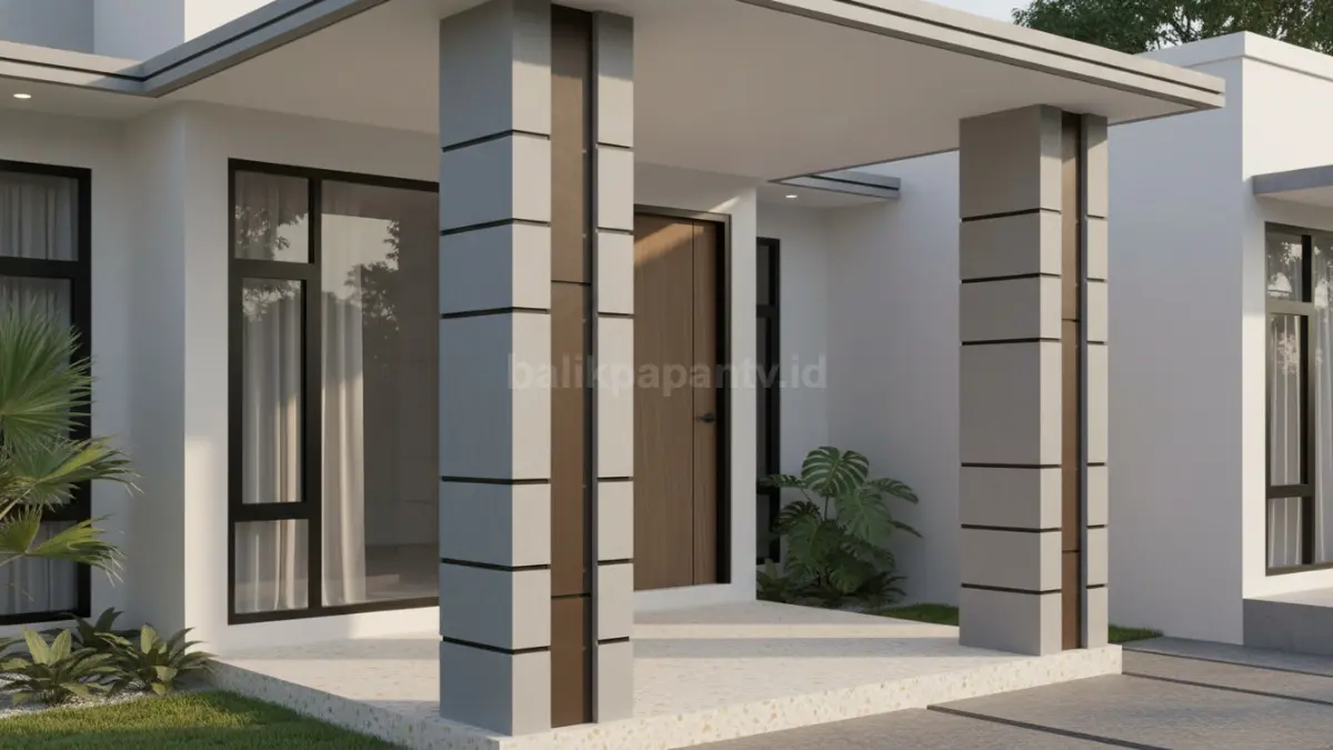 Tiang Kotak dengan Aksen Garis Modern