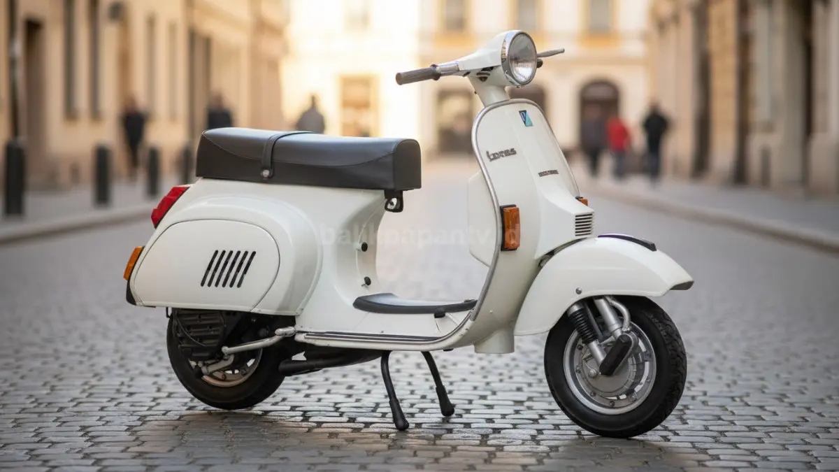 Vespa Corsa 125 klasik dengan desain small frame dan teknologi matic awal.