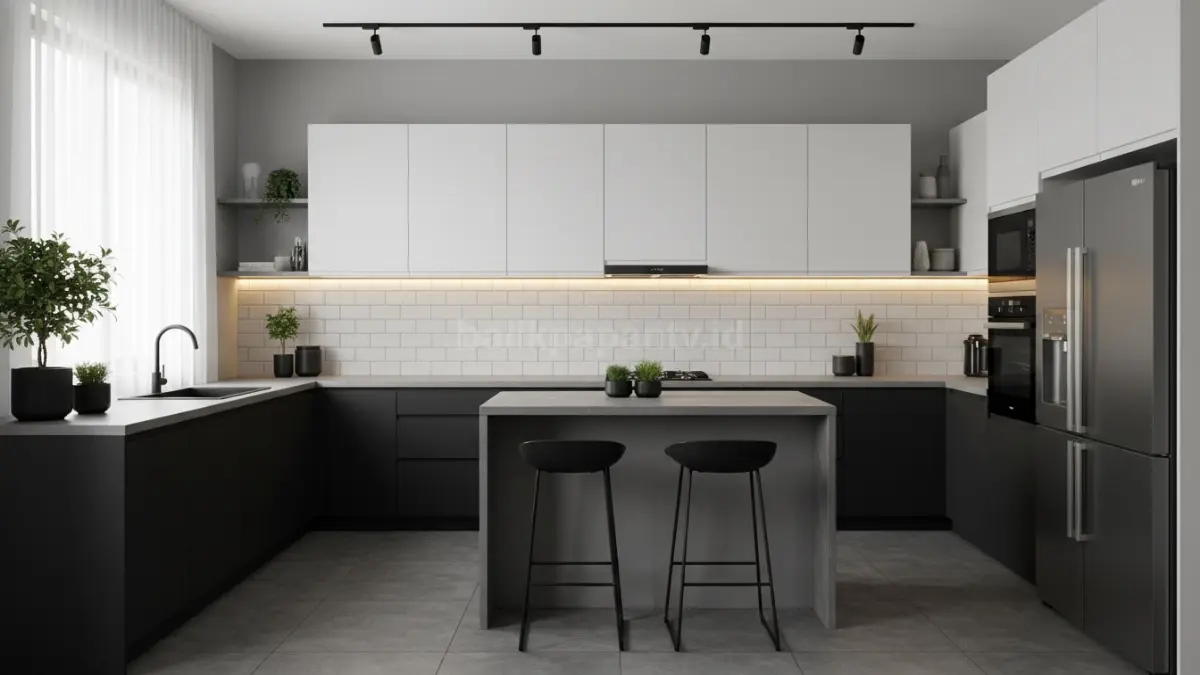 Dapur Monokrom Elegan dengan Sentuhan Matte
