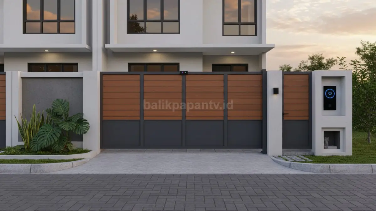 Gerbang rumah minimalis modern dengan sistem otomatis di hunian urban