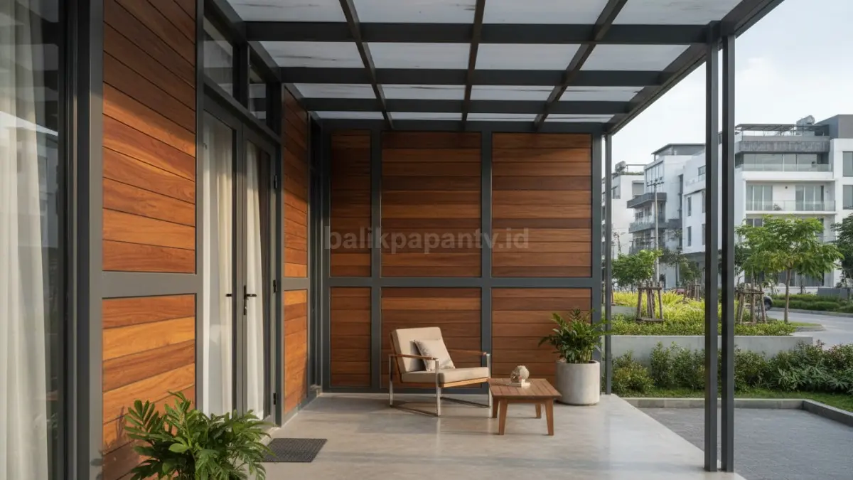 Model kombinasi baja ringan dan kayu
