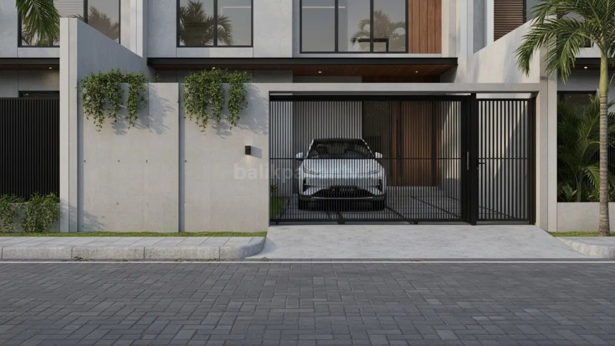 Pagar tembok dengan pintu sliding modern