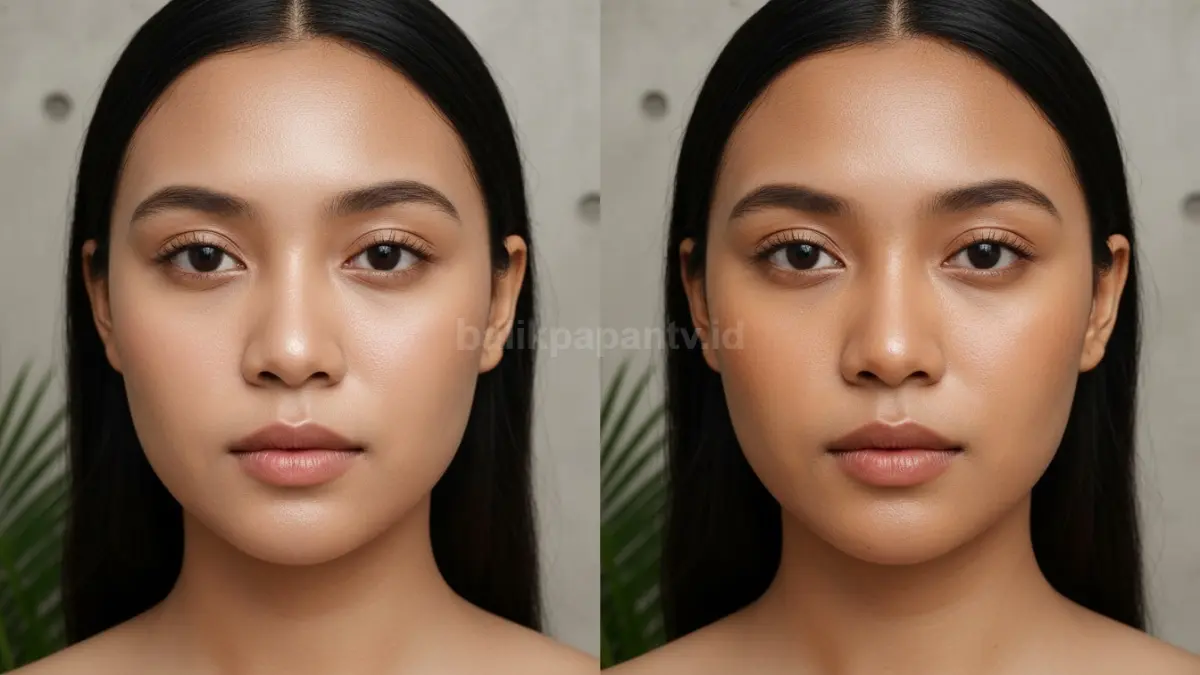 Perbandingan wajah sebelum dan sesudah oksidasi cushion
