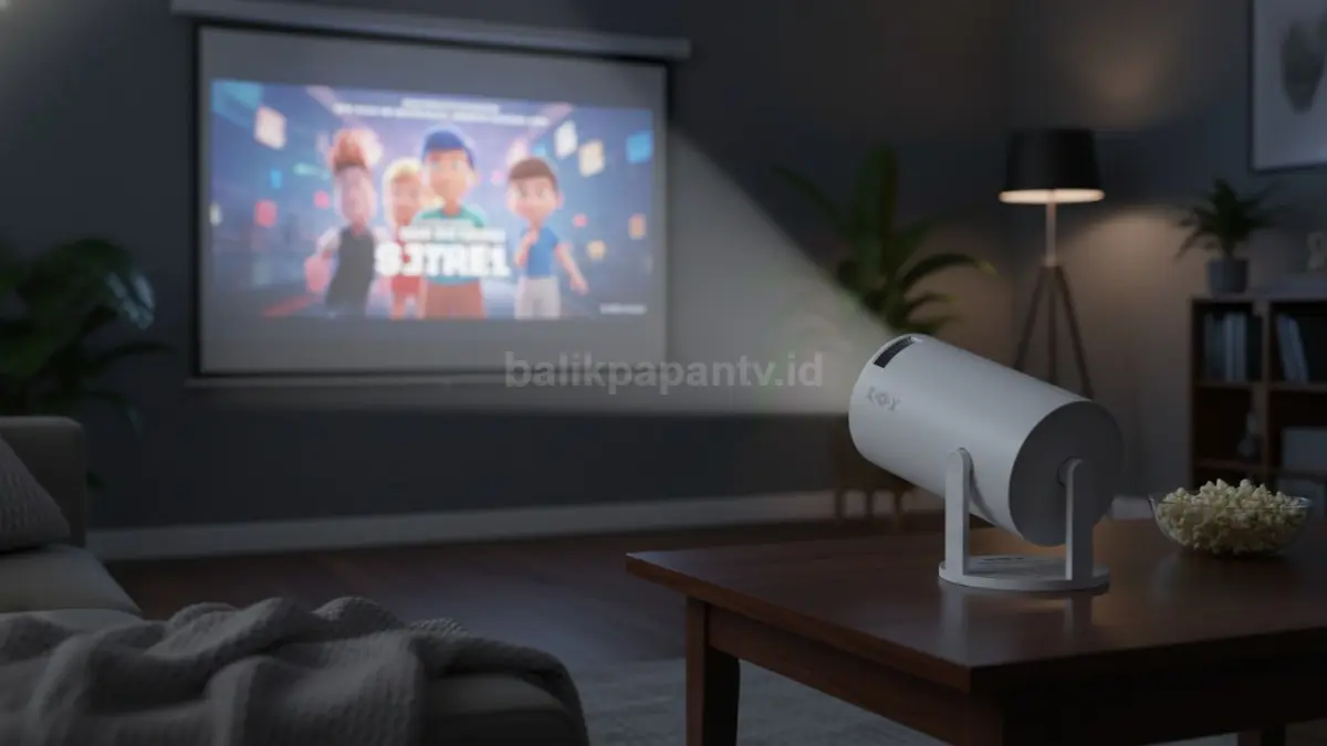 Proyektor XGODY Gimbal 3 kecil dan portabel untuk bioskop mini di rumah.