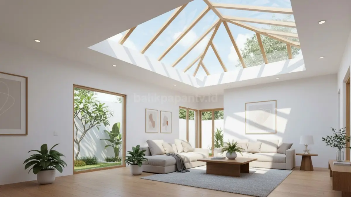 Skylight modern di atap rumah memberikan pencahayaan alami yang terang dan estetik