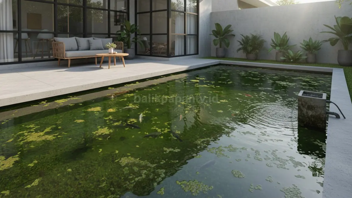 contoh kesalahan kolam ikan keruh karena filter kurang
