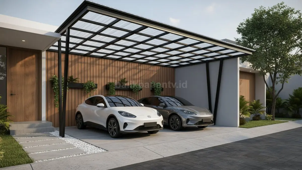  Garasi terbuka dengan kanopi modern 