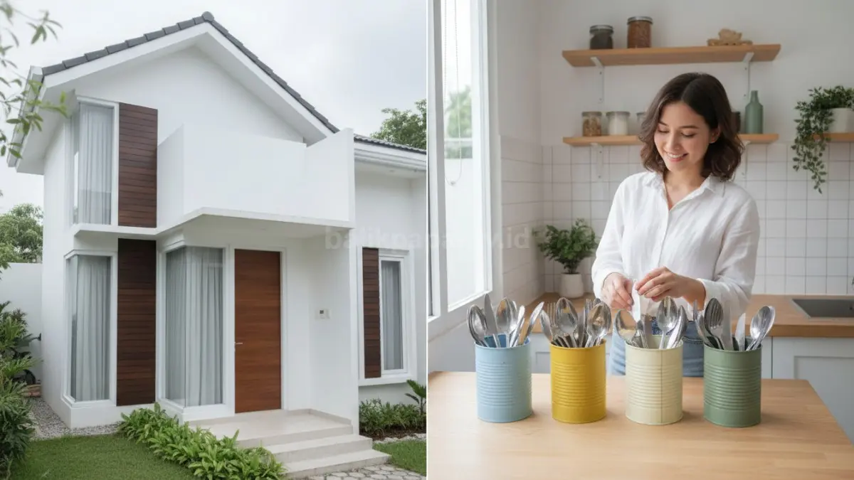  Kaleng bekas disulap jadi tempat sendok rapi di dapur kecil 