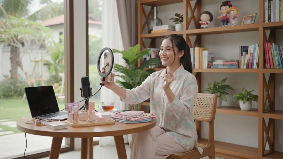 Aktivitas jualan TikTok Shop dengan live streaming dan interaksi pembeli