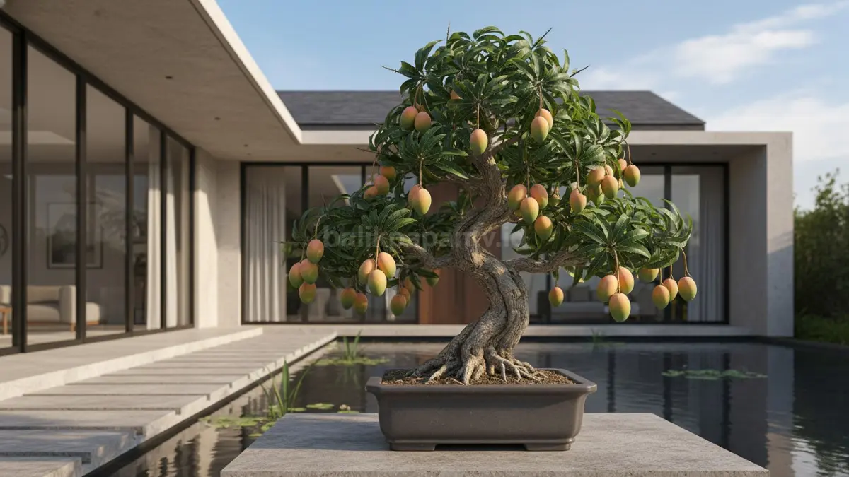 Mangga bonsai produktif.
