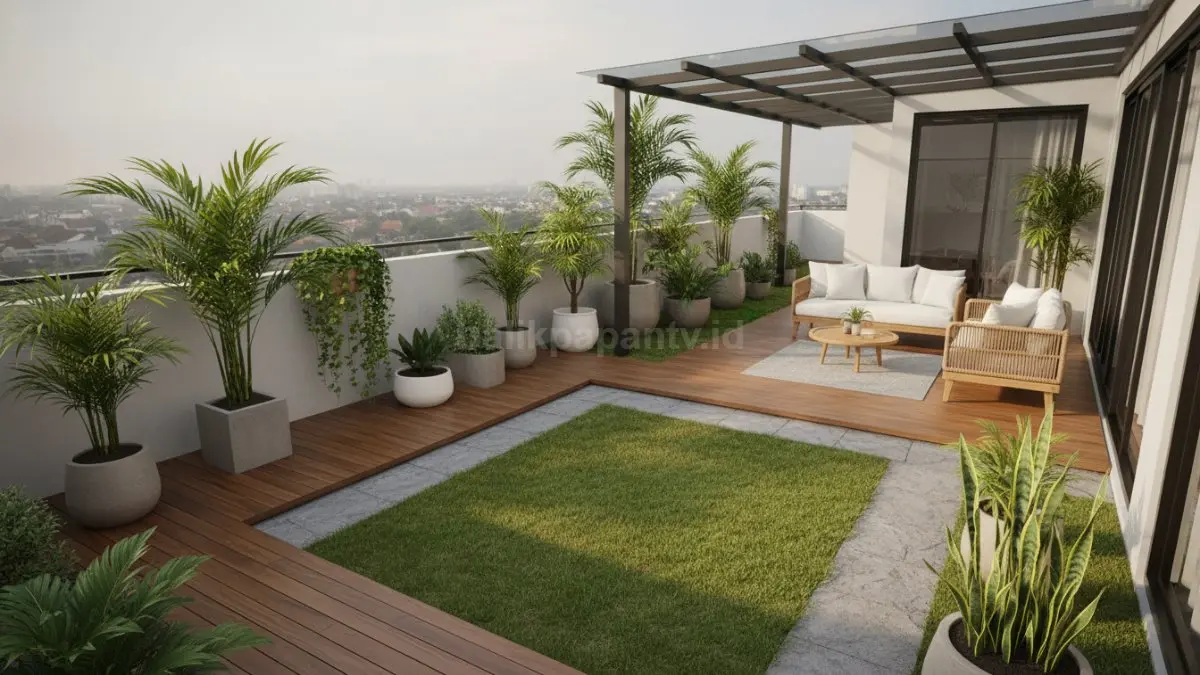 Rooftop Garden Minimalis Tropis